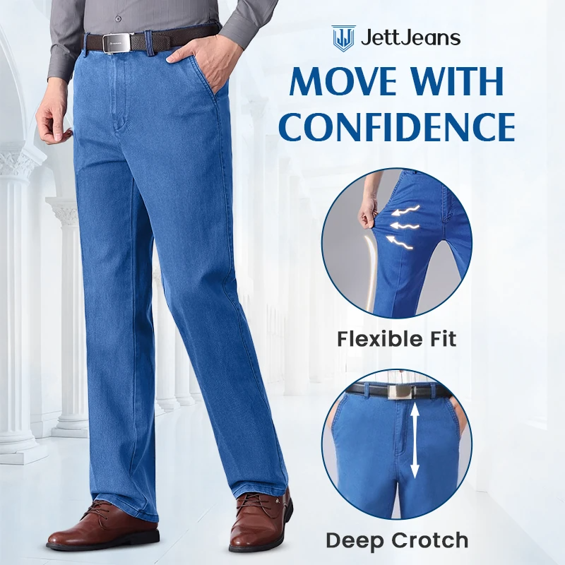 JettJeans - Men's Classic Straight Fit Stretch Jeans